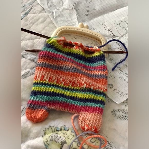 Handmade Knit Little Monster Googly Eye Snap Coin Purse Wallet OOAK - Picture 13 of 13